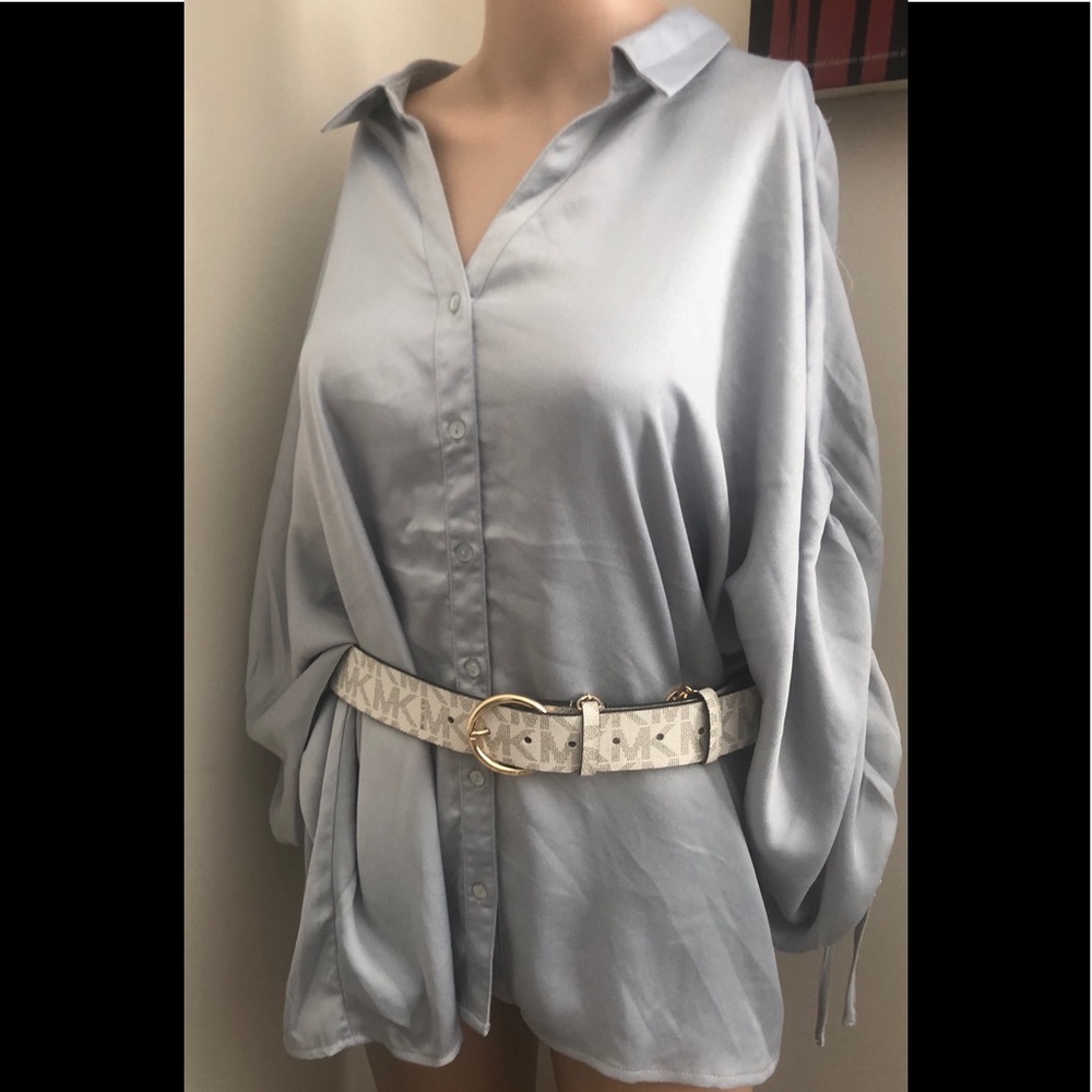Marc New York silver balloon sleeve blouse